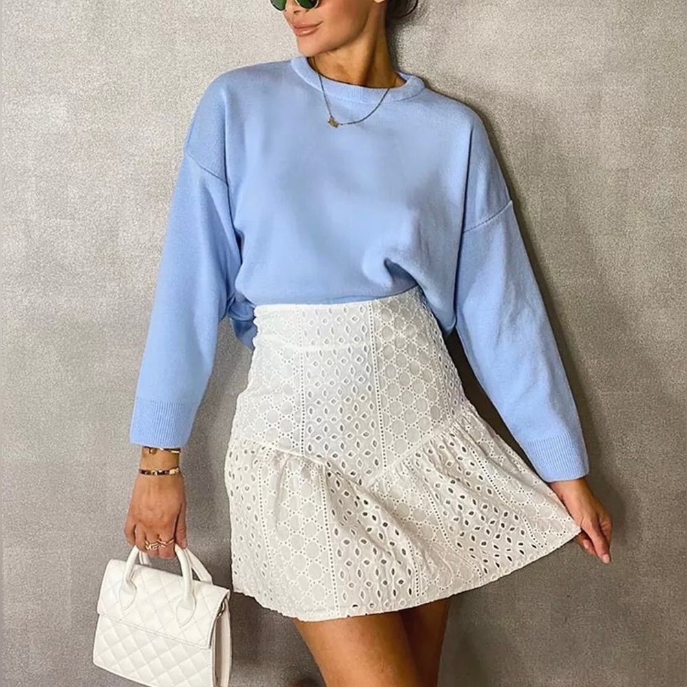 Boohoo Eyelet Drop Hem Skirt